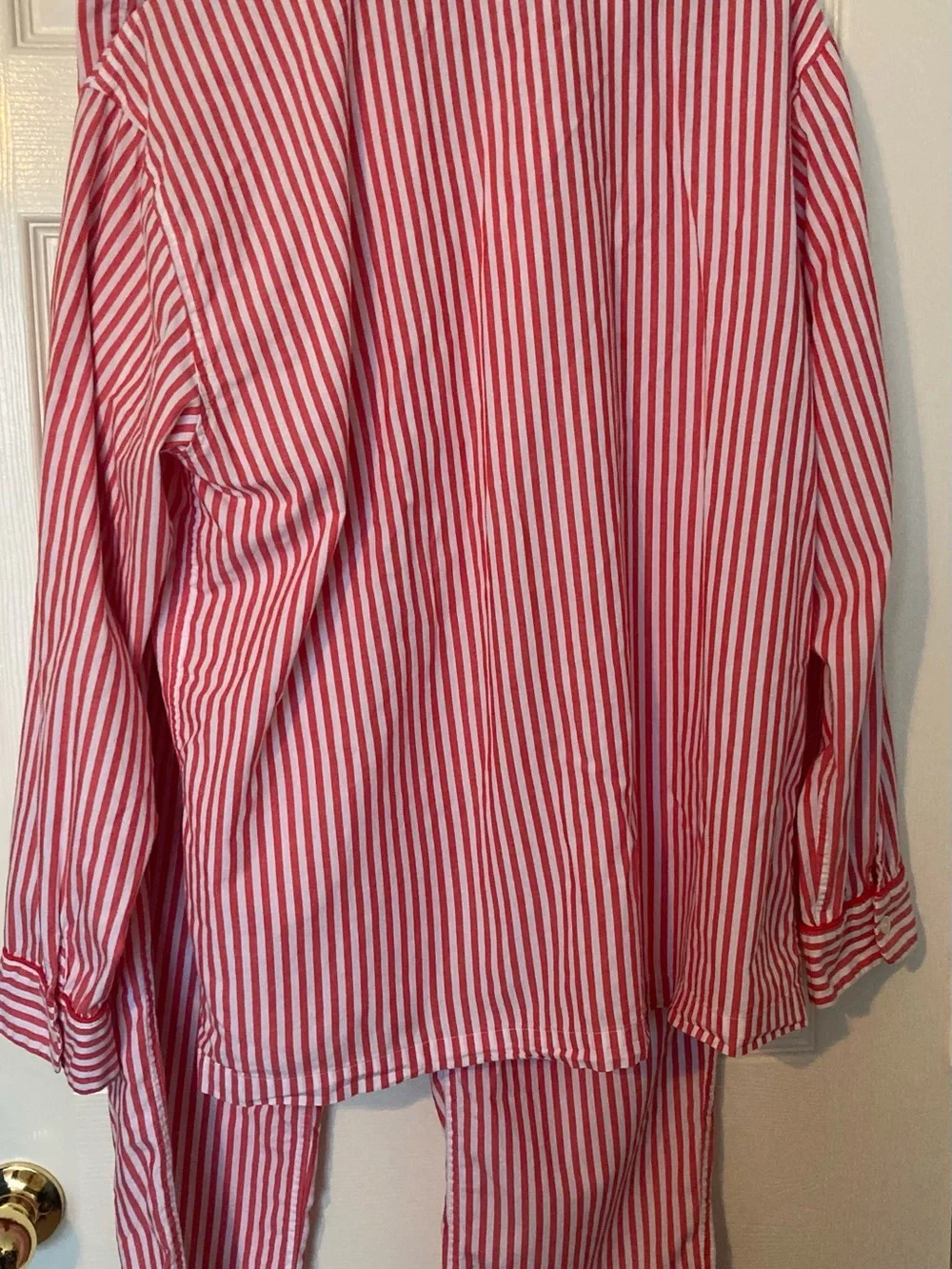 J. Crew Red and White Vertical Stripe classic button down pajamas. 2-piece set.